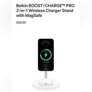 Apple Belkin BOOST CHARGE PRO 2-in-1 Wireless Charger Stand with MagSafe
